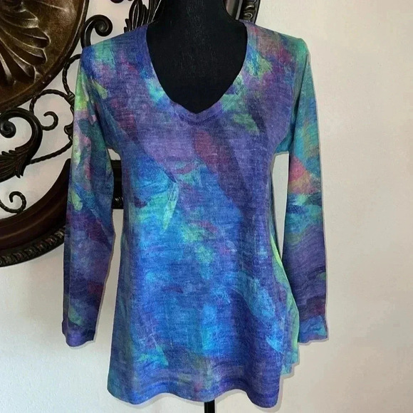 SOFT SURROUNDINGS Plein De Couleur Multicolored Abstract Paint Sweater - Picture 12 of 14